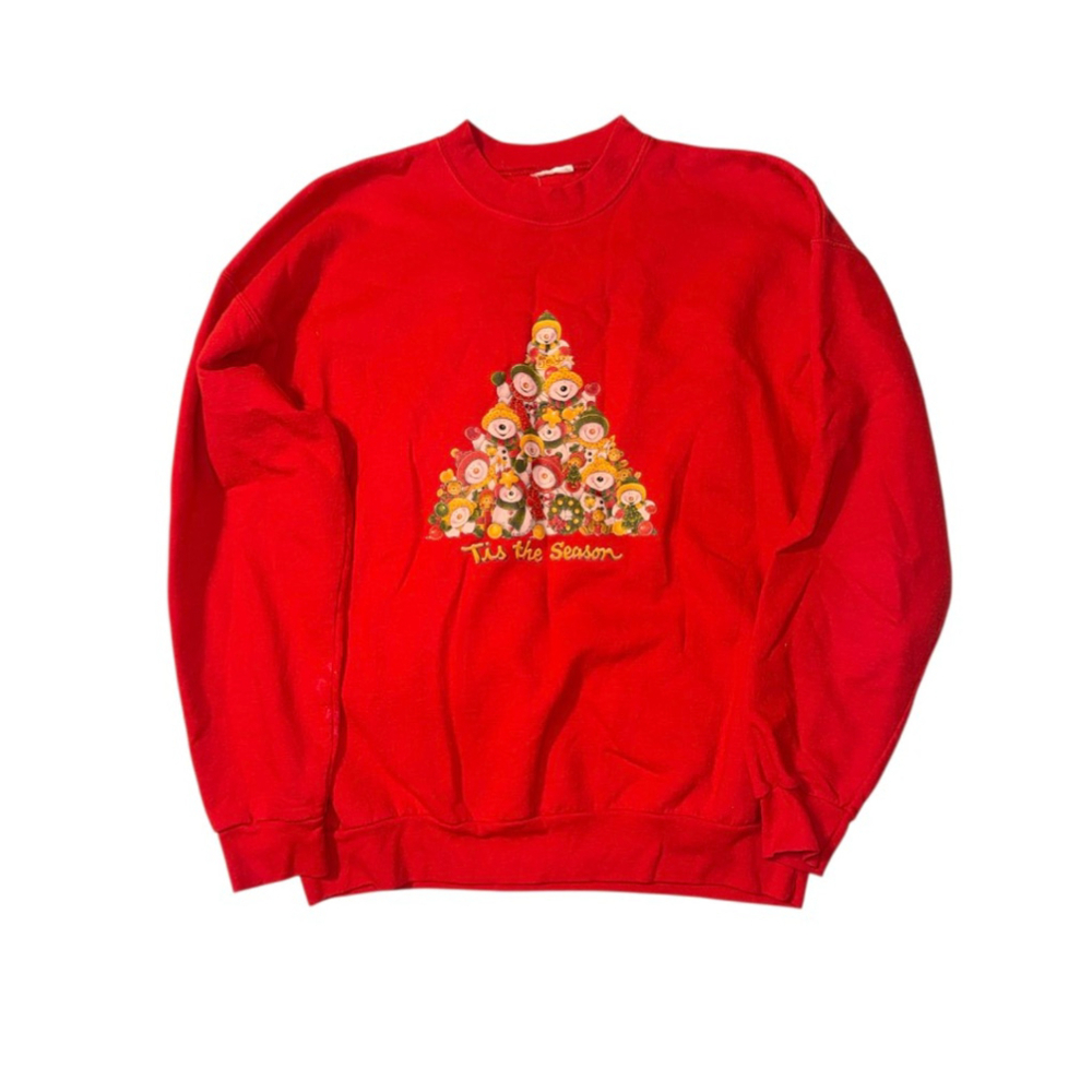 Vintage Air Waves Inc Red Christmas Snowman Sweatshirt Large Holiday Ugly Xmas